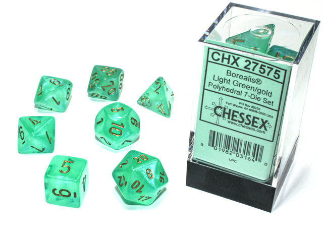 Chessex Polyhedral 7 Die Würfel-Set Translucent Smoke/Weiß
