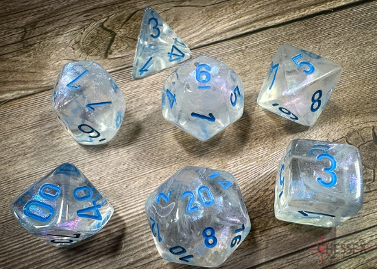 Chessex Polyhedral 7 Die Würfel-Set Translucent Smoke/Weiß