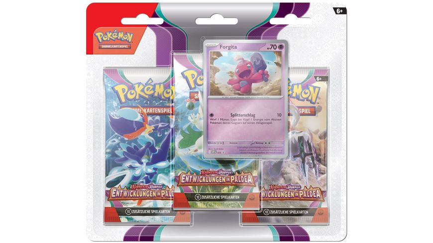 Pokémon Karmesin & Purpur Entwicklungen in Paldea - 3-Pack Blister Forgita - deutsch