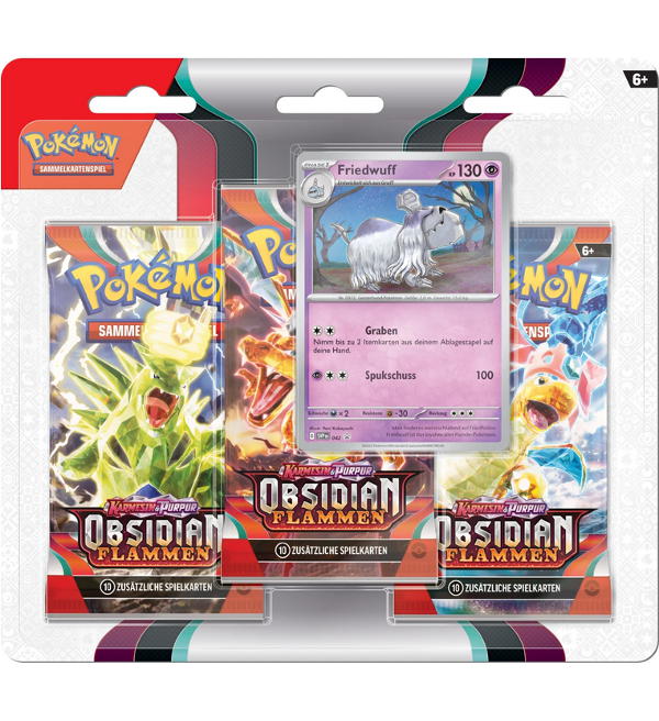 Pokémon Karmesin & Purpur Obsidianflammen - 3-Pack Blister Friedwuff - DE