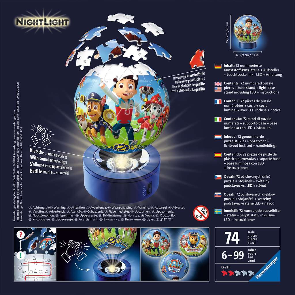 3D Puzzle-Ball - Nachtlicht - Paw Patrol