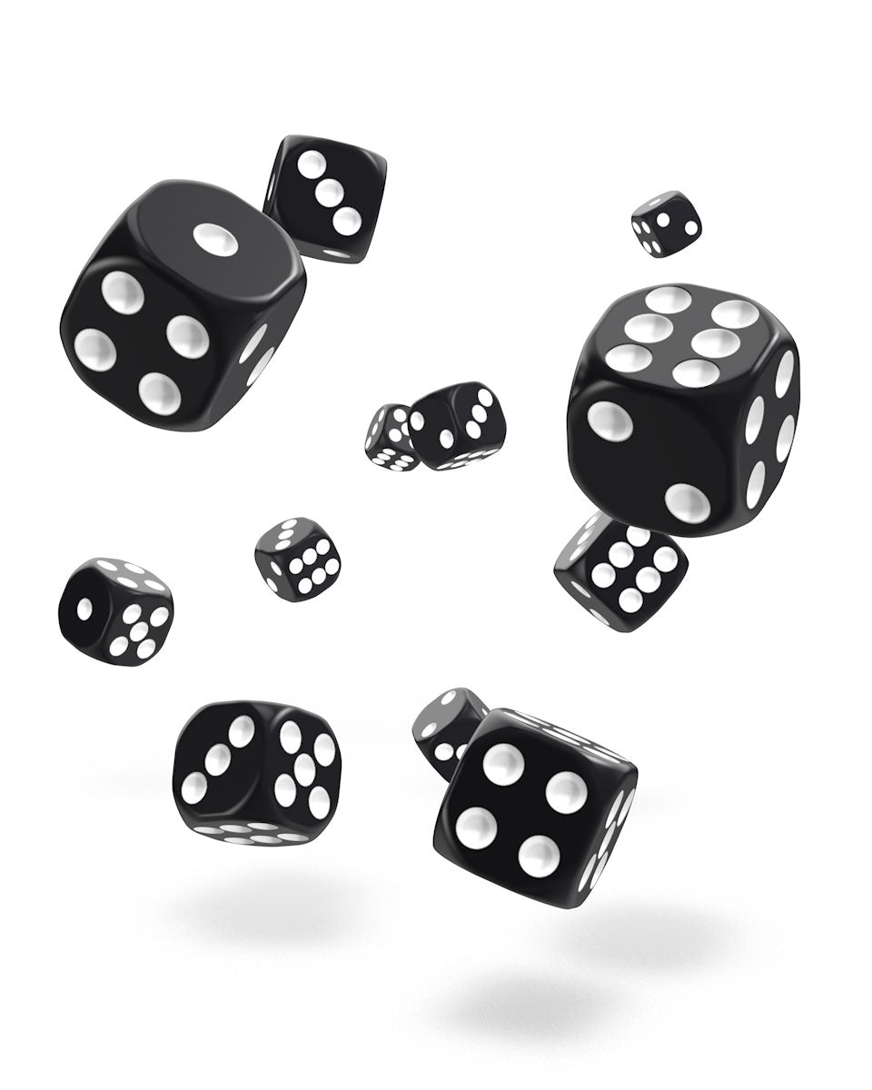 Oakie Doakie Dice W6 Würfel 12 mm Marble - Schwarz (36)