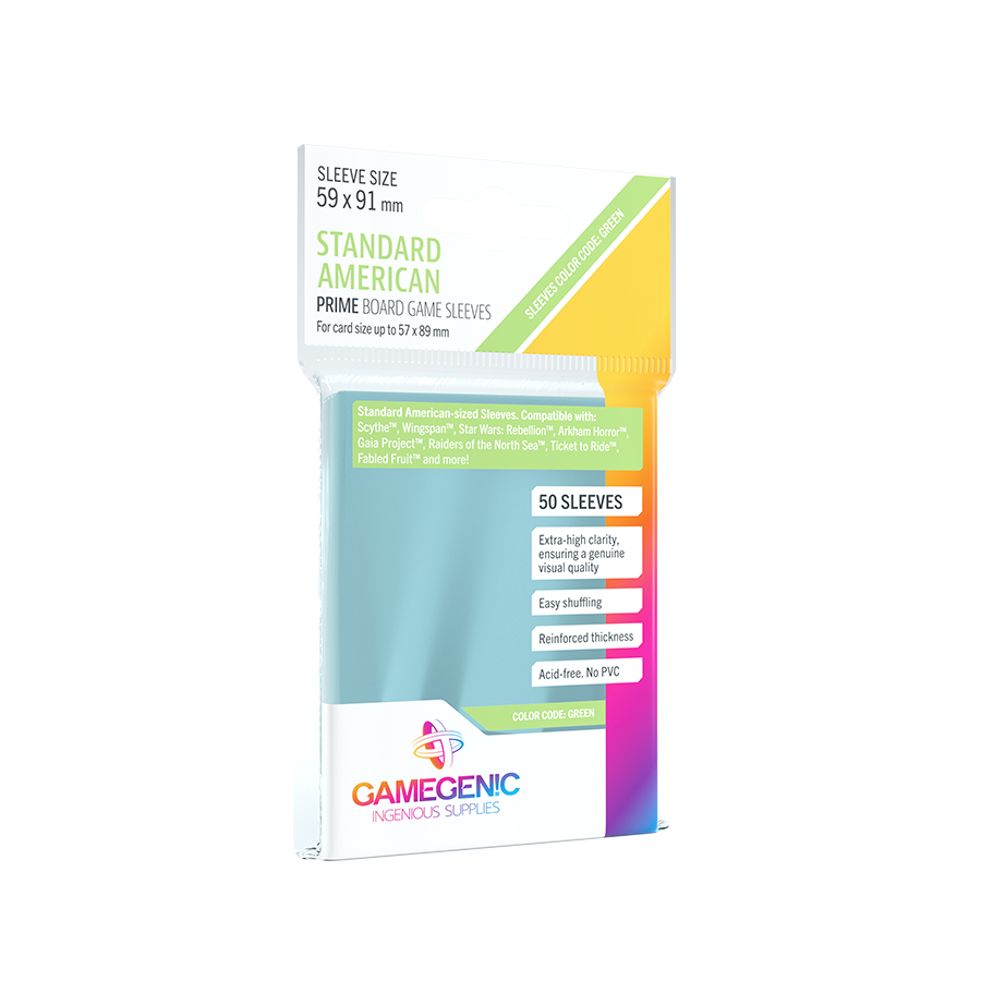 Gamegenic PRIME Standard American-Sized Boardgame Sleeves Clear (50)