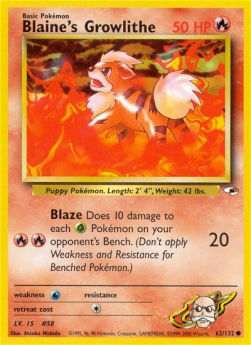 Blaine's Growlithe GH-62 Common Excellent Englisch