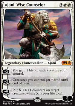 Ajani, Wise Counselor M19-281 Mythic Light Played Englisch Foil
