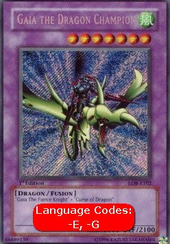 Gaia the Dragon Champion LOB-102 Secret Rare Near Mint Englisch