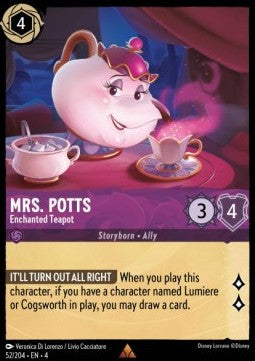 Mrs. Potts - Enchanted Teapot 4URS-52 Rare Excellent Englisch