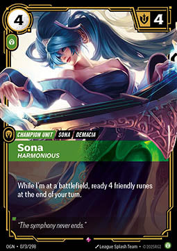 Sona, Harmonious OGN-073 Rare Good Englisch Foil