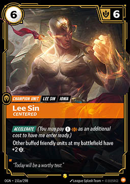 Lee Sin, Centered (V.2) OGN-151a Showcase Excellent Englisch Foil
