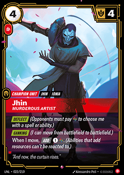 Jhin, Murderous Artist (V.1) UNL-022 Rare Near Mint Englisch Foil
