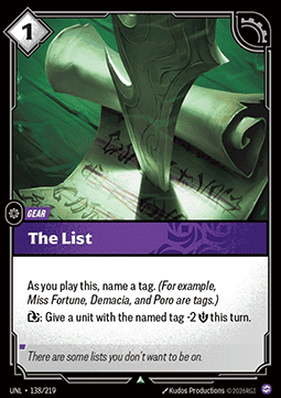 The List UNL-138 Uncommon NM Englisch