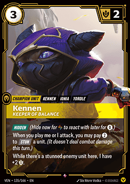 Kennen, Keeper of Balance (V.1) VEN-135 Rare NM Englisch Foil