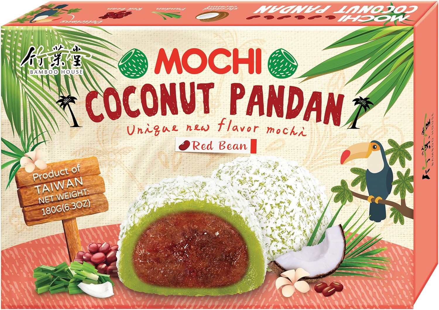 Mochi Coconut Pandan - Red Bean - Klebreiskuchen Bamboo House