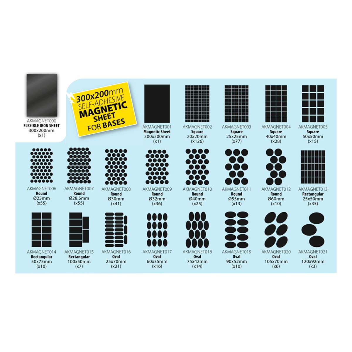AK Interactive Magnets for Bases OVAL 105 X 70 - 6 unid
