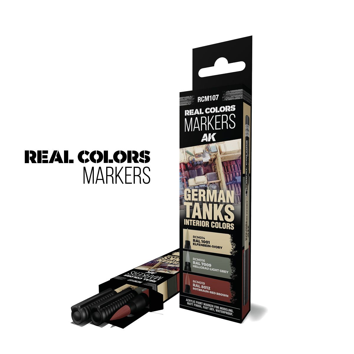 AK Interactive REAL COLORS MARKERS Set German Tanks Interior Colors - Set 3 Real Colors Markers