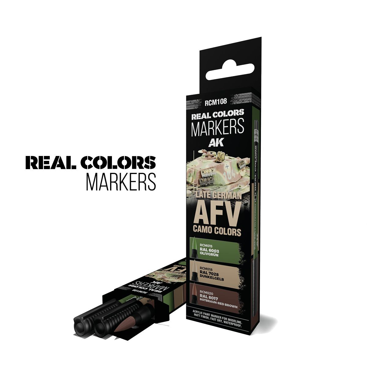 AK Interactive REAL COLORS MARKERS Set Late German Afv Camo Colors - Set 3 Real Colors Markers