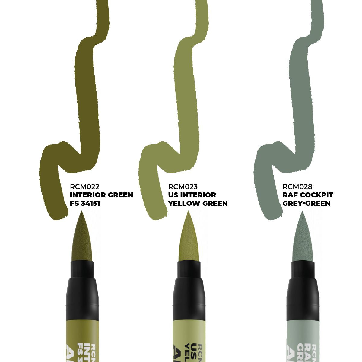 AK Interactive REAL COLORS MARKERS Set Wwii Allied Aircraft Cockpit Colors - Set 3 Real Colors Markers