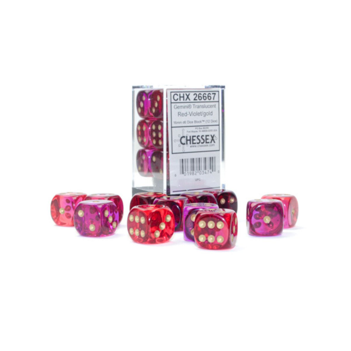 Chessex 16mm D6-Würfel-Set (12) Velvet / Schwarz/Rot