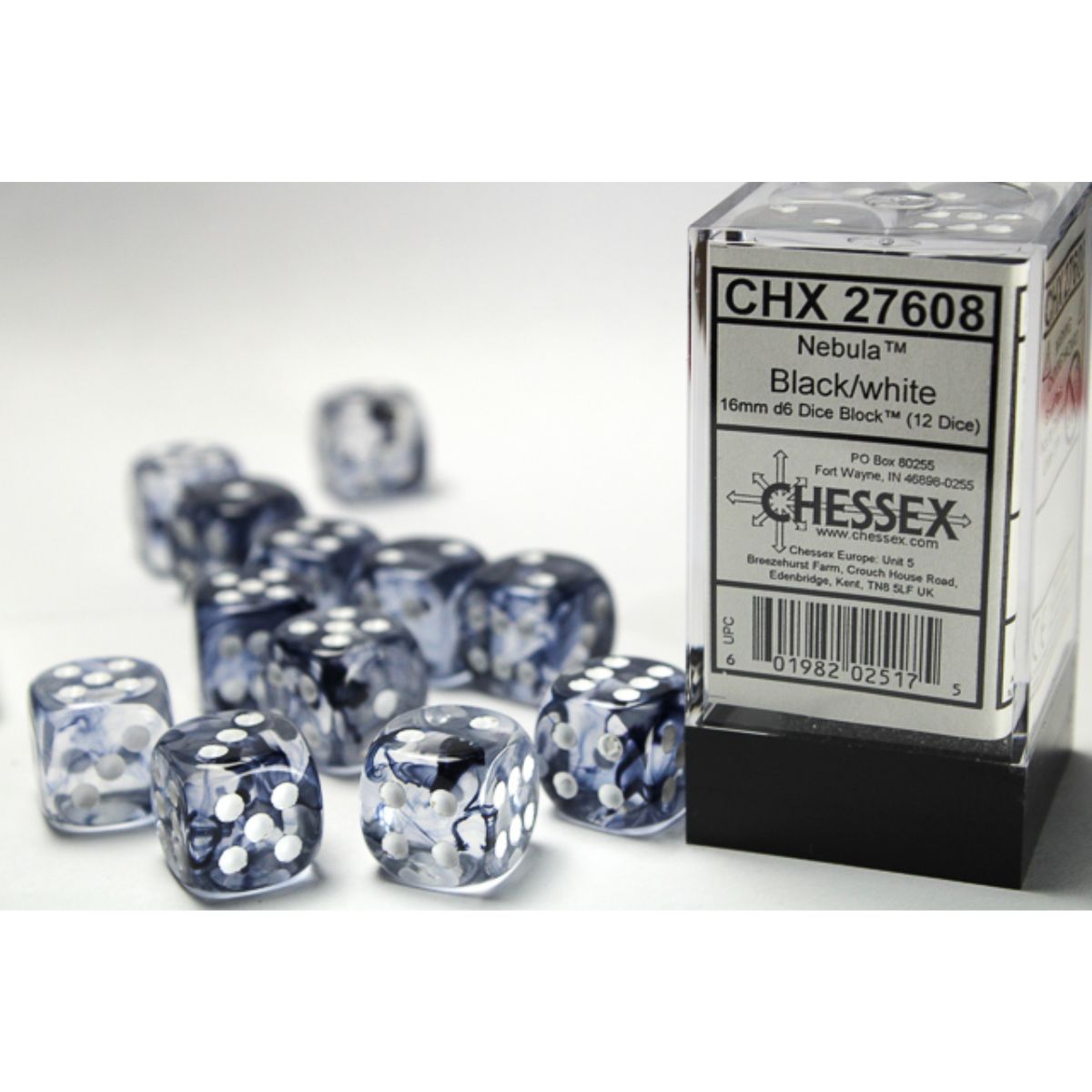 Chessex 16mm D6-Würfel-Set (12) Velvet / Schwarz/Rot