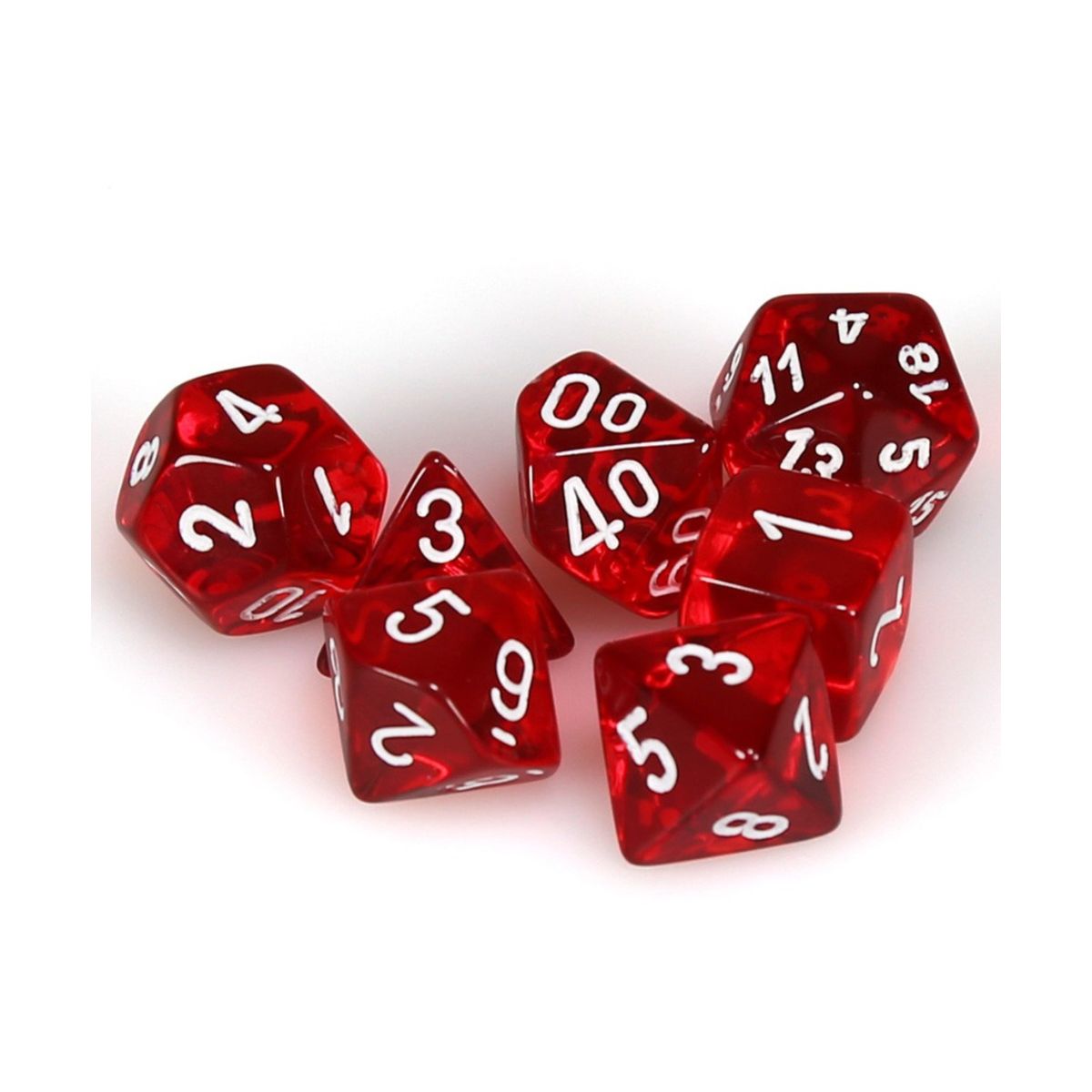 Chessex Polyhedral 7 Die Würfel-Set Translucent Smoke/Weiß