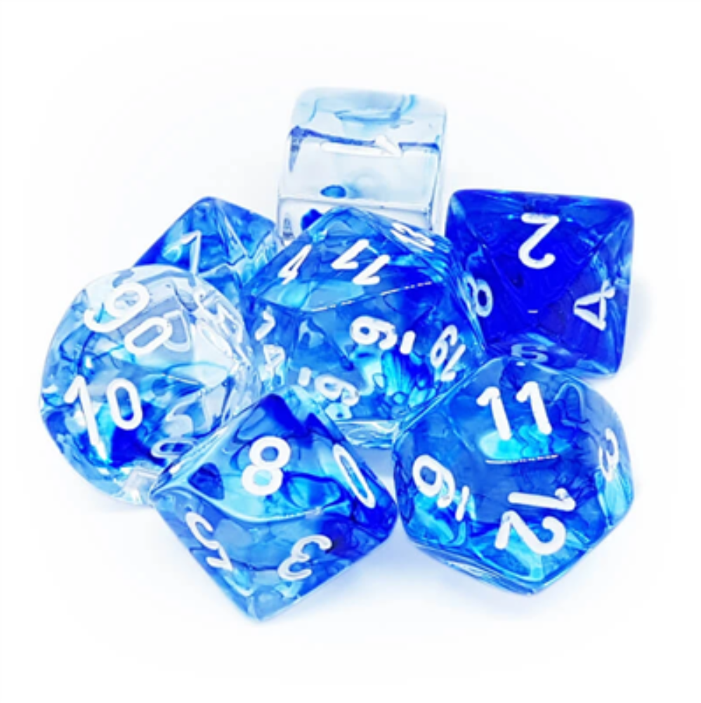 Chessex Polyhedral 7 Die Würfel-Set Translucent Smoke/Weiß