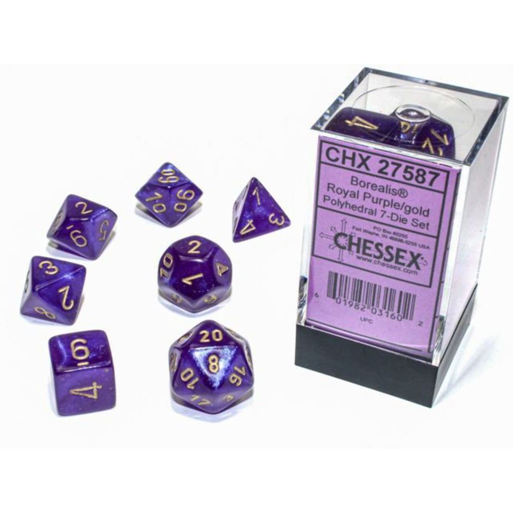 Chessex Polyhedral 7 Die Würfel-Set Translucent Smoke/Weiß