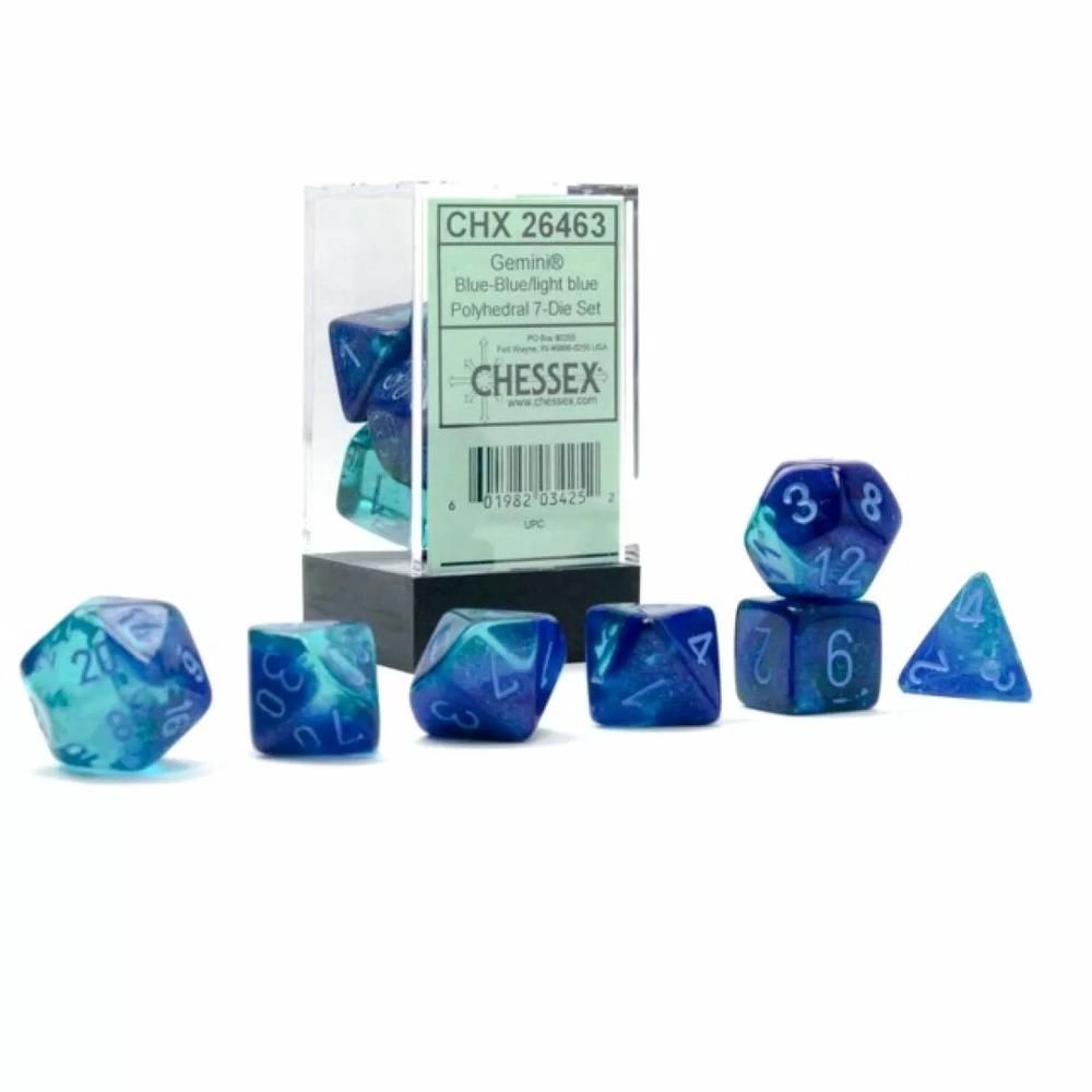 Chessex Polyhedral 7 Die Würfel-Set Translucent Smoke/Weiß