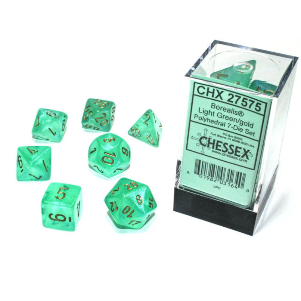 Chessex Polyhedral 7 Die Würfel-Set Translucent Smoke/Weiß