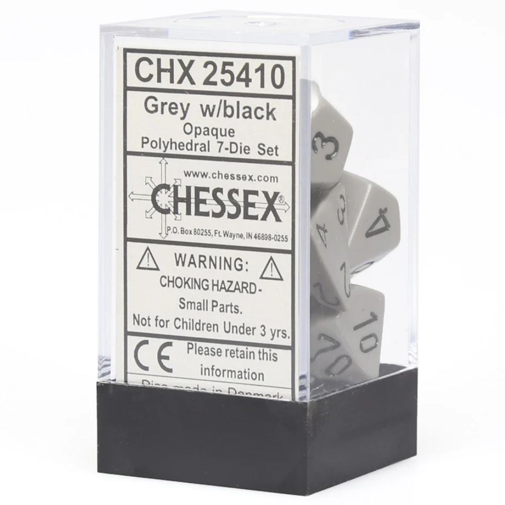 Chessex Polyhedral 7 Die Würfel-Set Translucent Smoke/Weiß