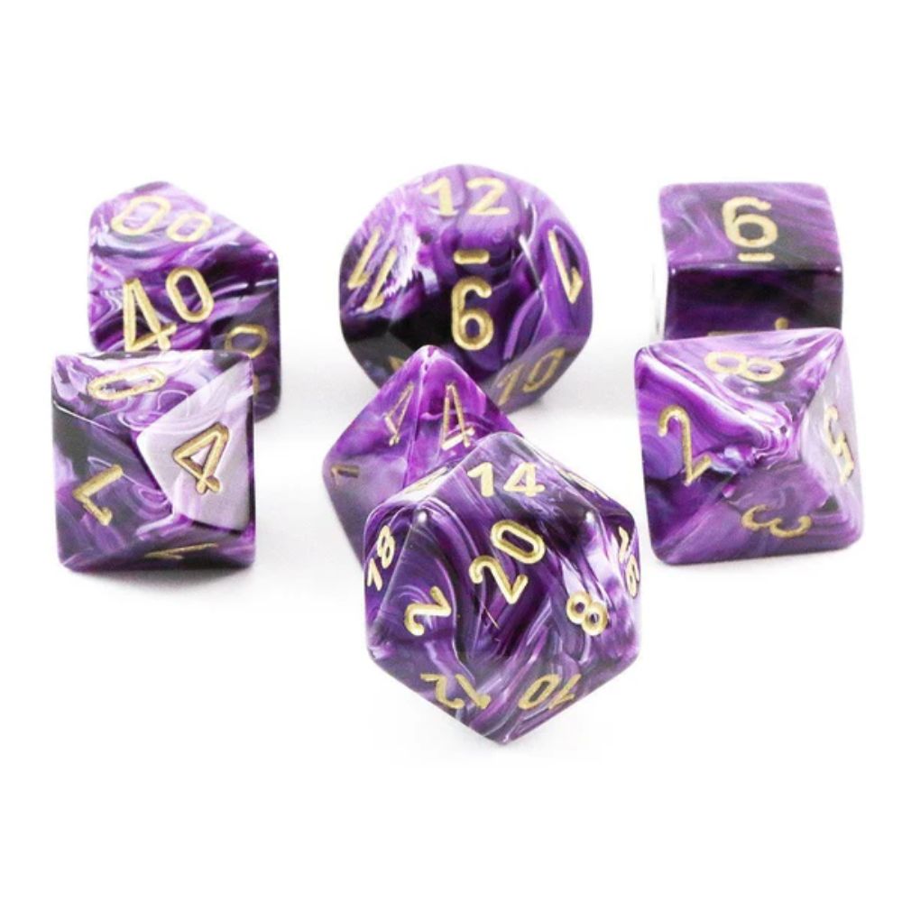 Chessex Polyhedral 7 Die Würfel-Set Translucent Smoke/Weiß