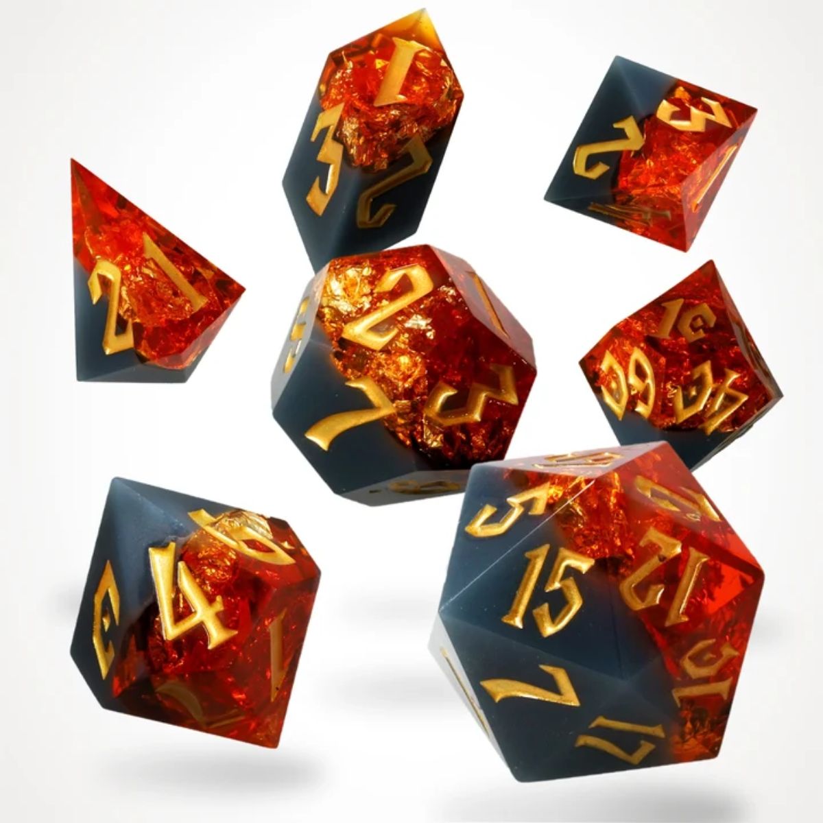 Crit Stones Volcanic Amber Resin RPG Dice Set