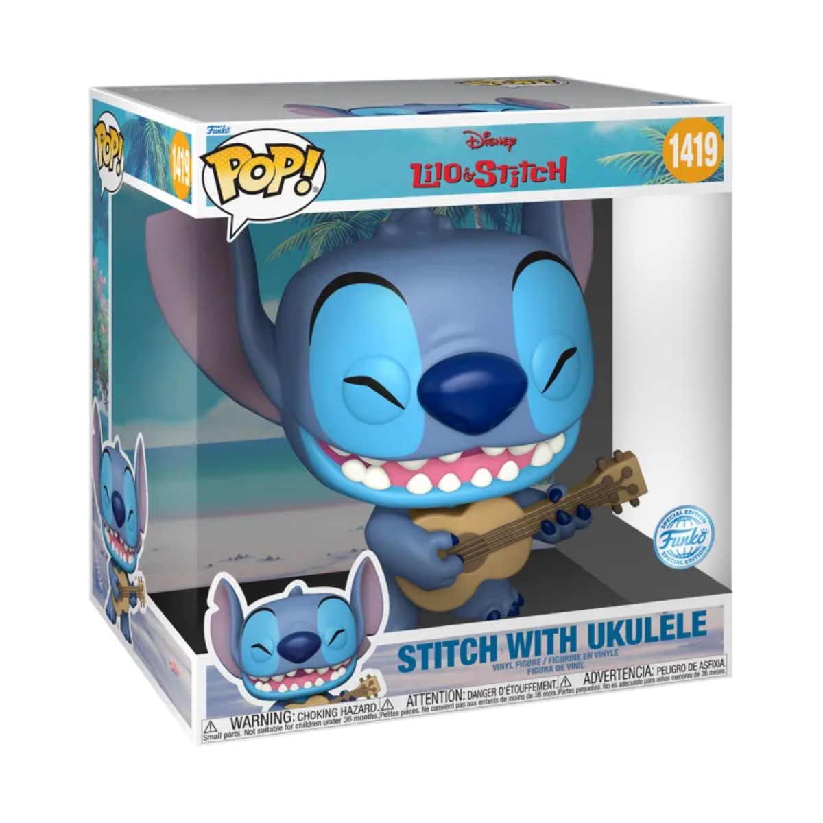 Funko POP! Disney Lilo & Stitch Jumbo Size Stitch with Ukulele #1419