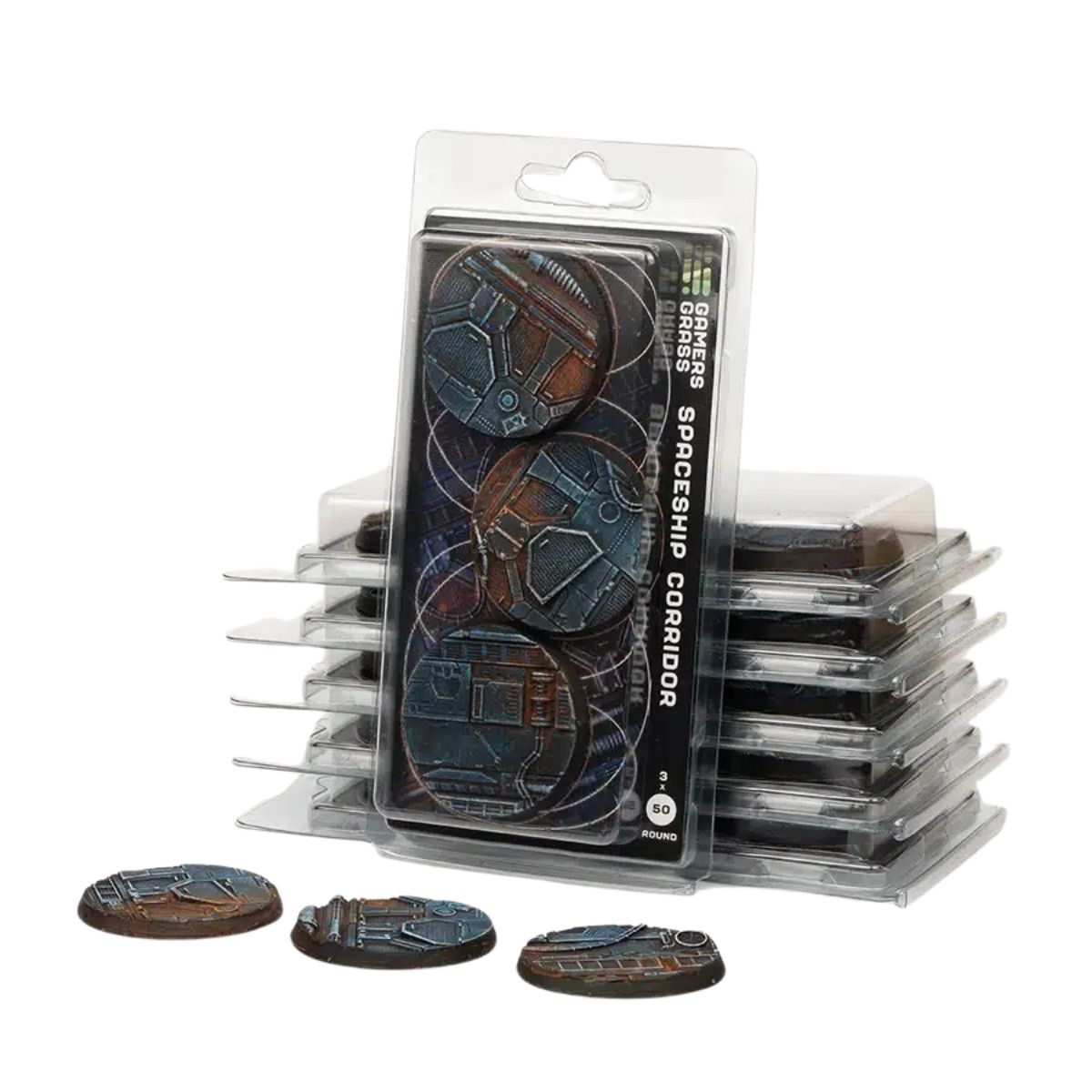 Gamers Grass Spaceship Corridor Bases, Round 50mm (x3)
