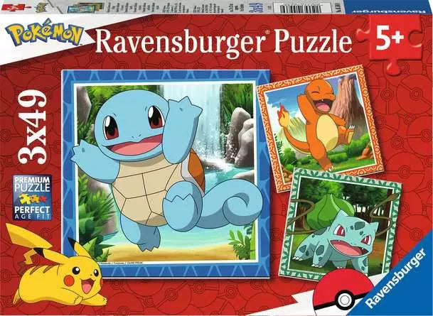 Pokémon Puzzle - Glumanda, Bisasam und Schiggy (49 Teile)