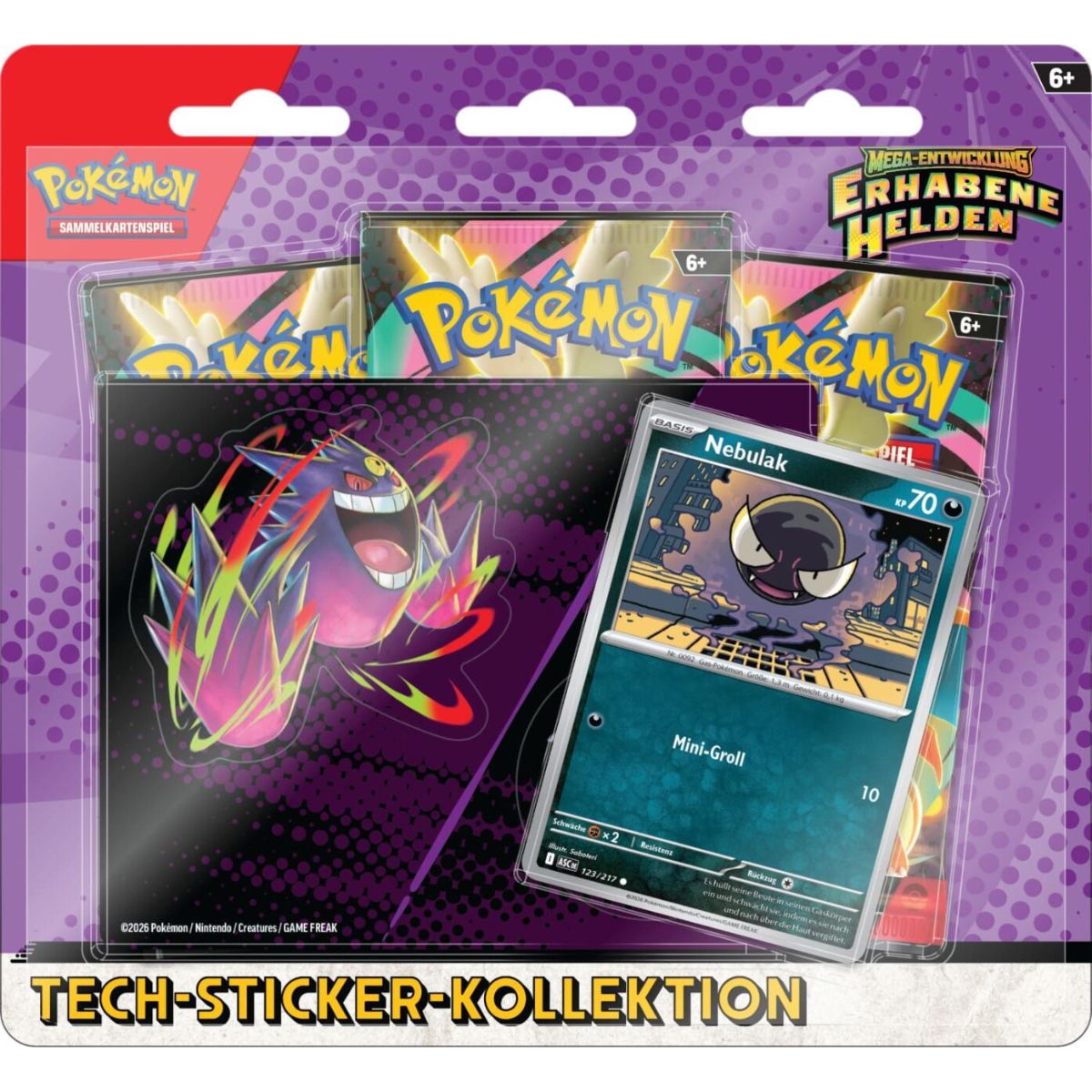 Pokémon Erhabene Helden Tech-Sticker-Kollektion Nebulak Deutsch