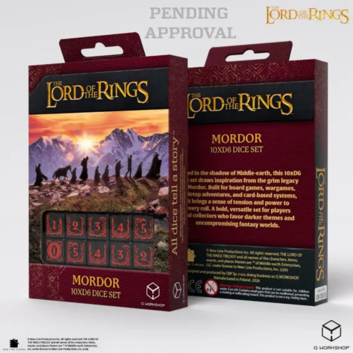 Q-Workshop Mordor The Lord Of The Rings 10 × D6 Dice Set