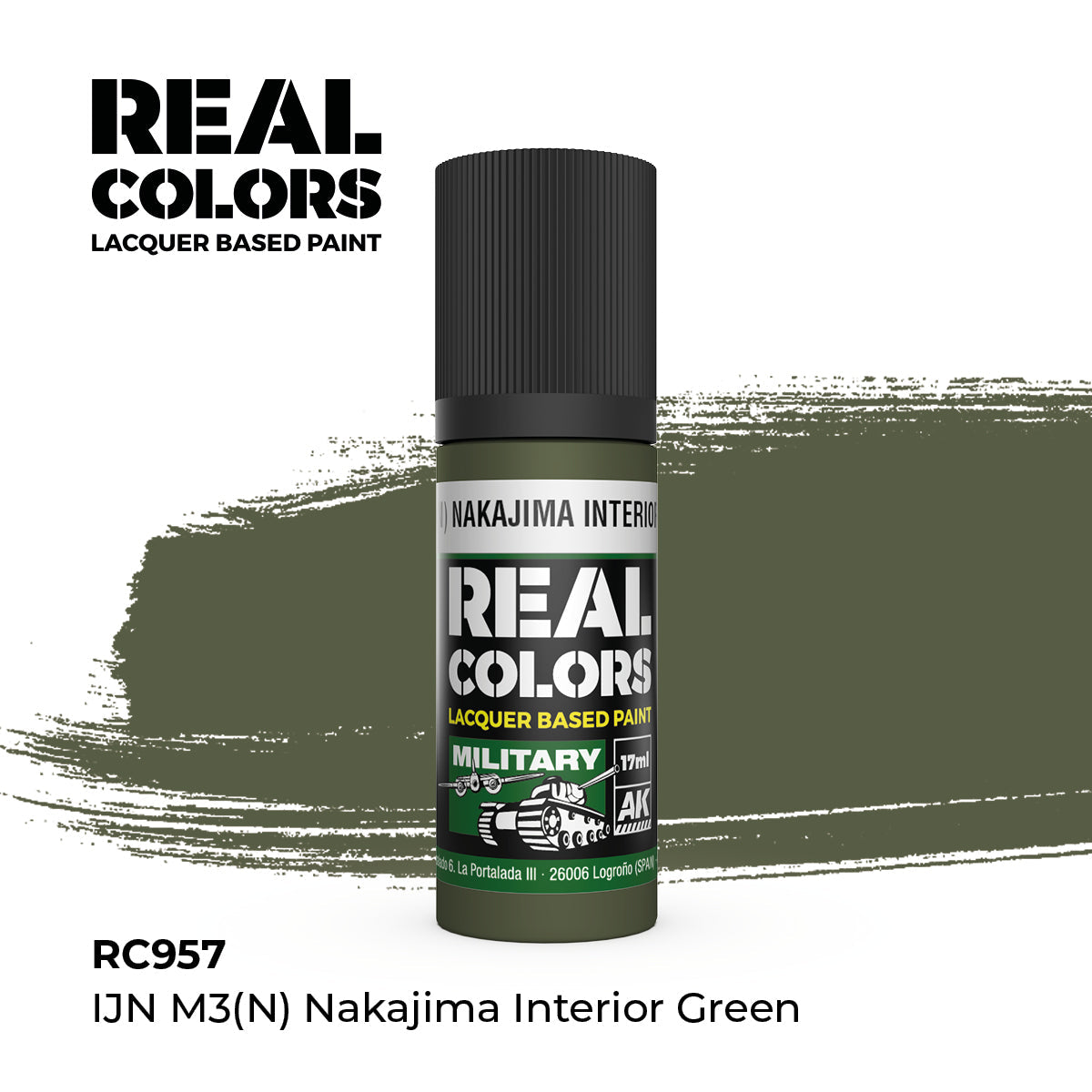 AK Interactive REAL COLORS Ijn M3 (N) Nakajima Interior Green 17 ml.