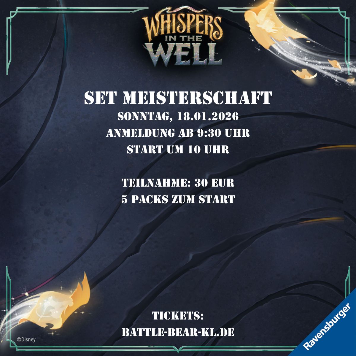 Disney Lorcana Geflüster aus der Tiefe Set Meisterschaft Core Constructed - 18.01.2026