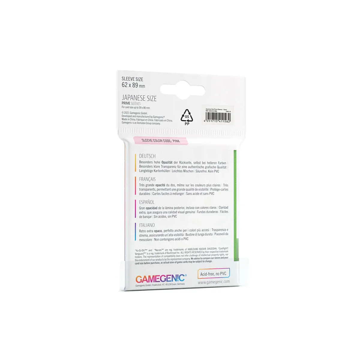 Gamegenic PRIME Japanese Sized Sleeves Grün