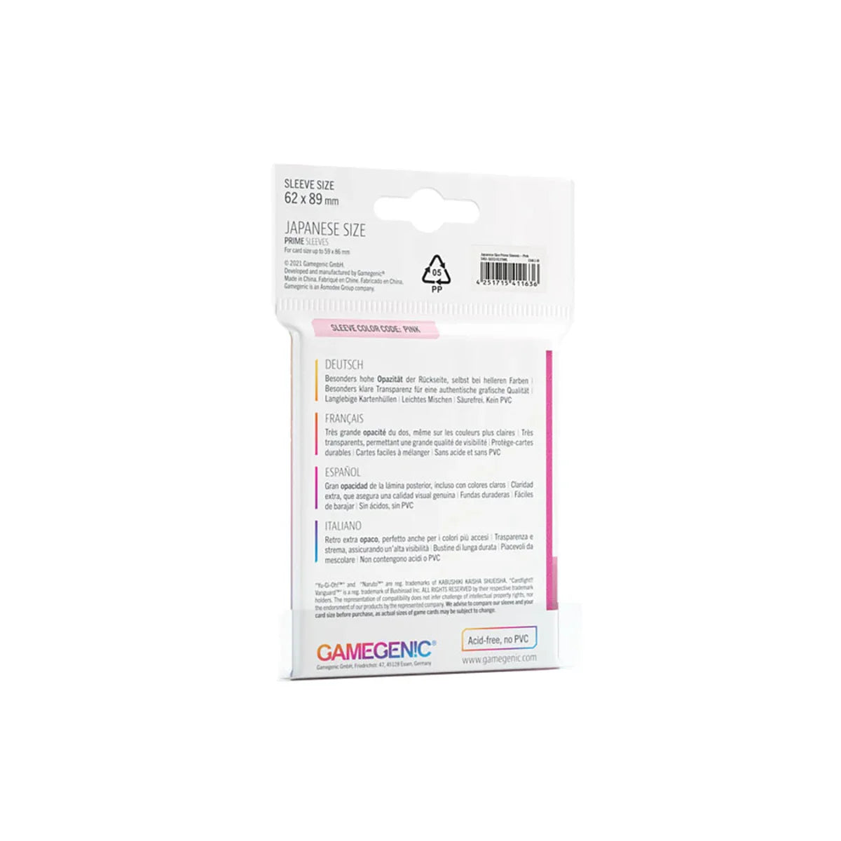 Gamegenic PRIME Japanese Sized Sleeves Pink