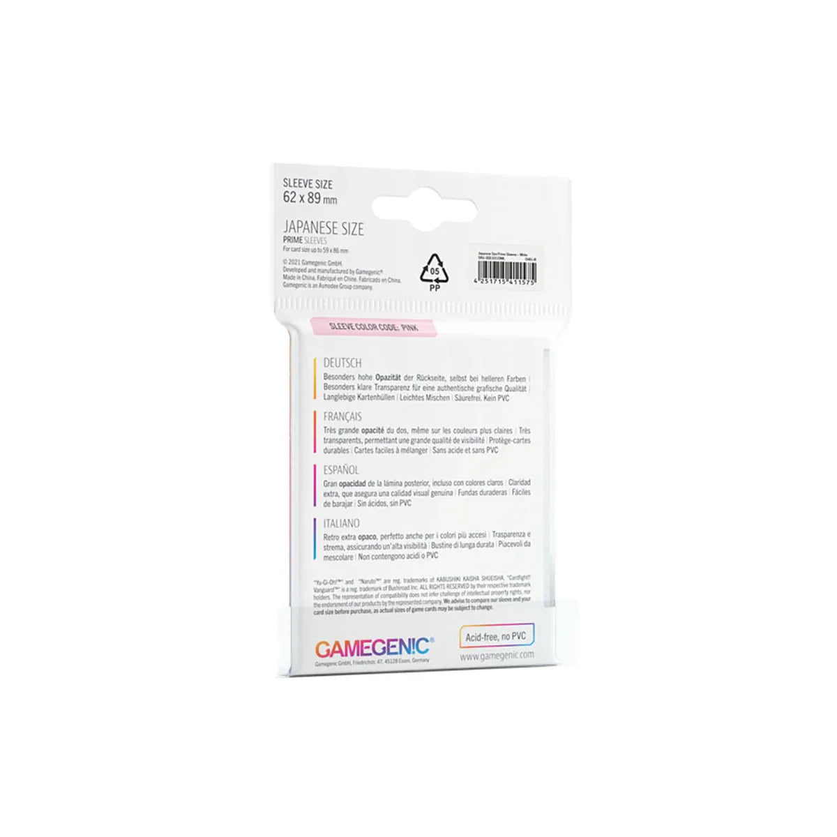 Gamegenic PRIME Japanese Sized Sleeves Weiß