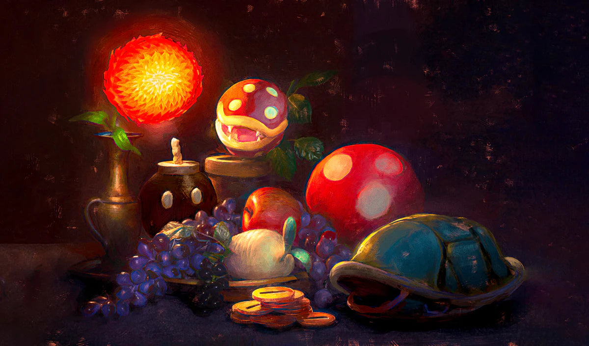 Mario Stillleben TCG Playmat/Spielmatte umnäht