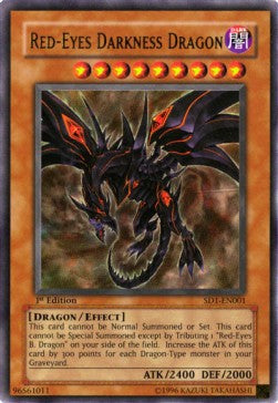 Rotäugiger Finsterer Drache SD1-001 Ultra Rare Good Deutsch 1. Auflage