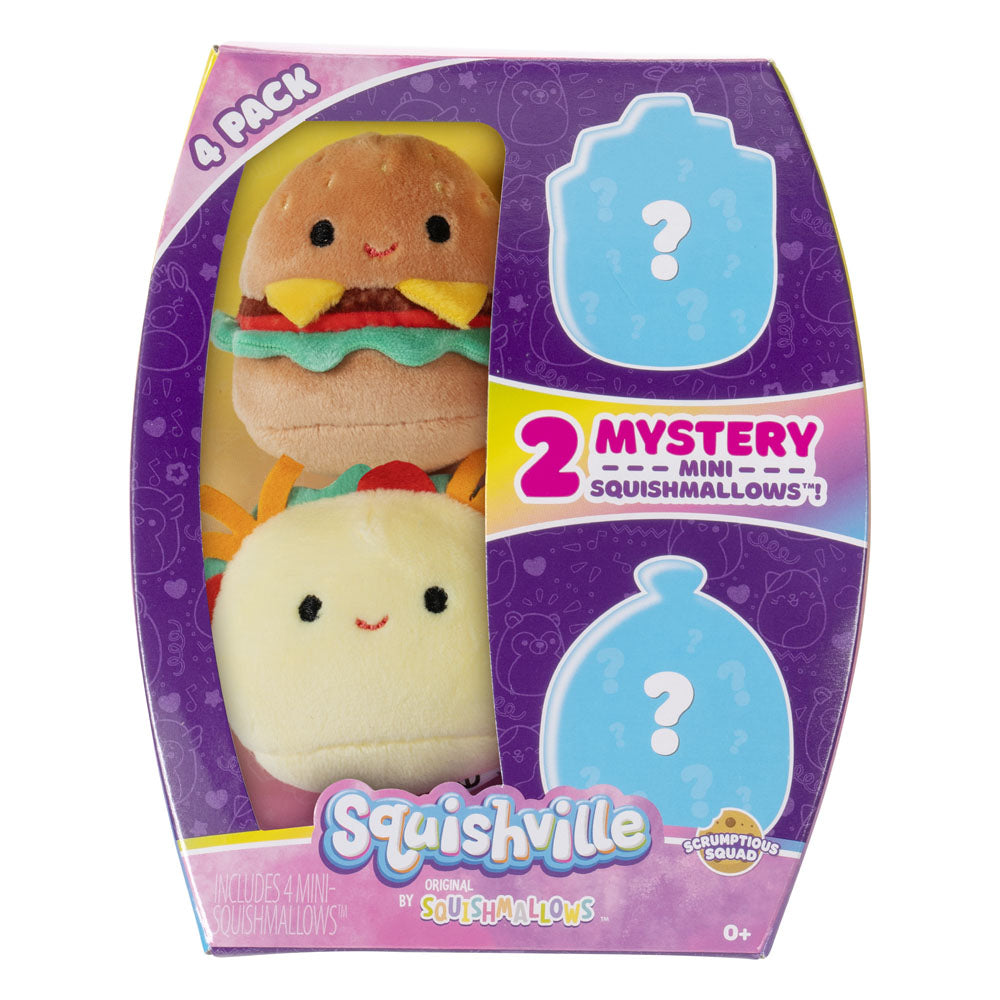 Squishville Mini Squishmallows Plüschfiguren 4er-Pack Snack Squad 5 cm