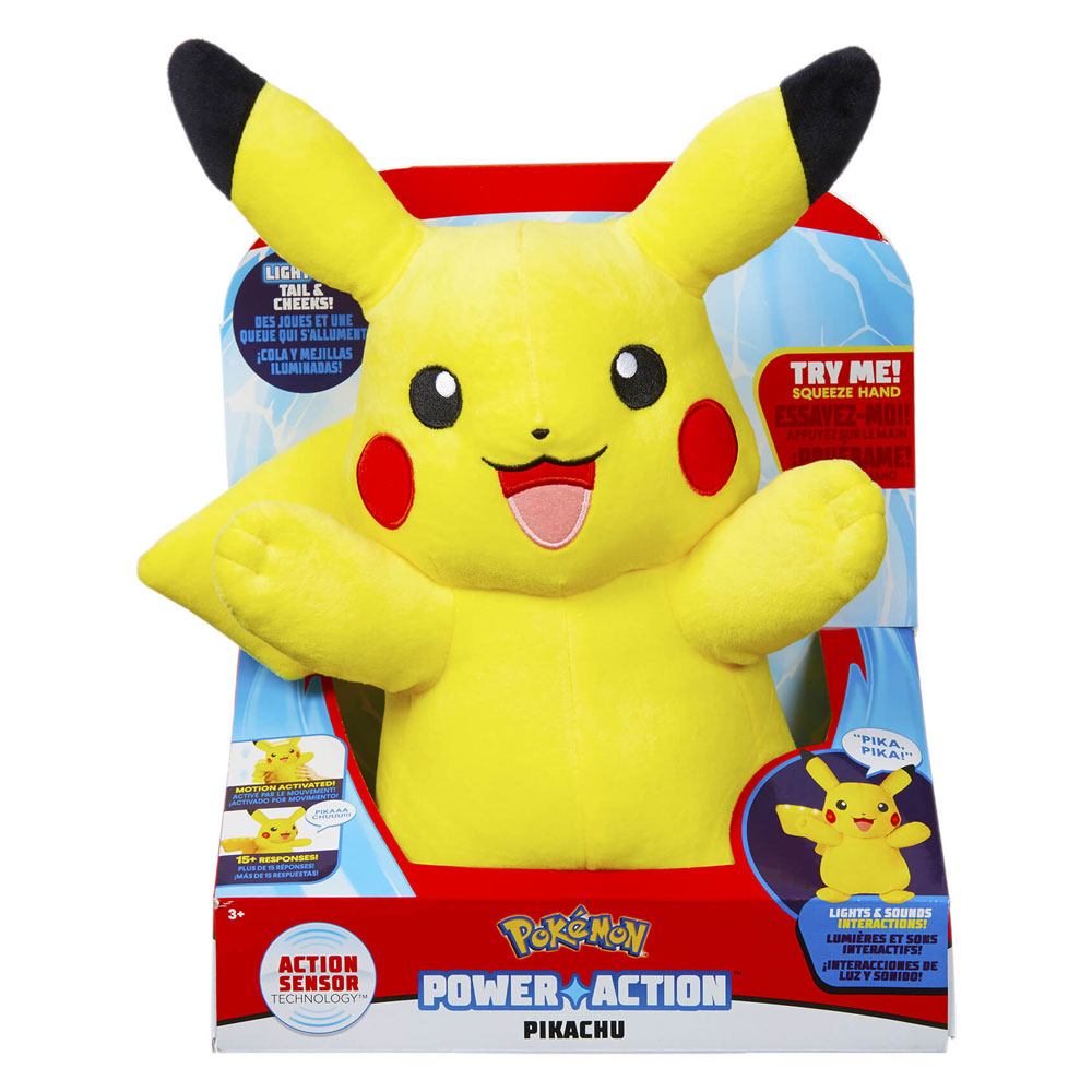 Pokémon Power Action Plüschfigur mit Sound & Leuchtfunktion Pikachu 25 cm