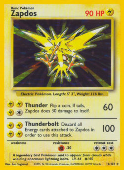 Zapdos BS-16 Holo Rare Light Played Englisch