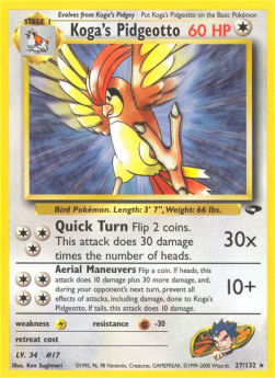Koga's Pidgeotto GC-27 Rare Light Played Englisch
