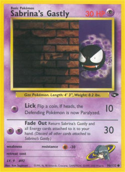 Sabrina's Gastly GC-96 Common Near Mint Englisch