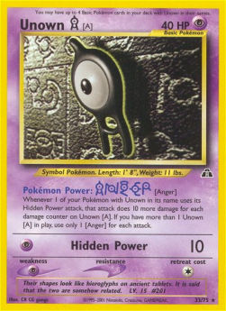 Unown [A] NDI-33 Rare Poor Englisch