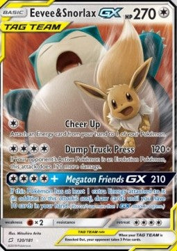 Eevee & Snorlax GX TEU-120 Ultra Rare Near Mint Englisch